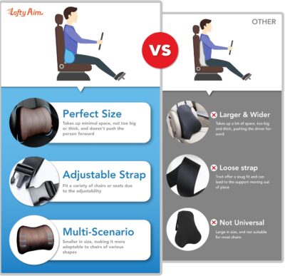 Lumbar Support Pillow for Car, Memory Foam Lumbar Pillow for Lower Back Pain Relief - Back Cushion for Driving, Chair Support for Car-Office Chair, Wheelchair - Classic Brown - Image 9