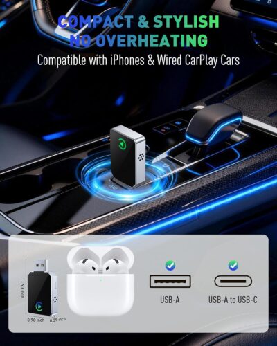 SPIRITIME Wireless CarPlay Adapter for iPhone – 5-Second Auto Connect | 1-Click Phone Swap for Families | Convert Wired to Wireless | Stable & Fast, Plug & Play | Supports Factory CarPlay Cars 2016+ - Image 6