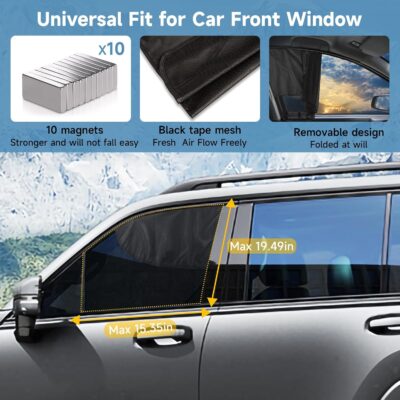 2 PCS Car Window Shades, Magnetic Double Layer Car Side Window Sun Shades with Full Shade/Half Shade, Front Window Covers for Driver,Car Accessories - Image 5