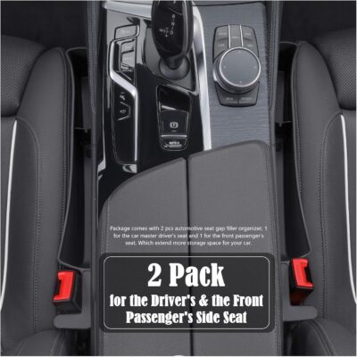 Car Seat Gap Filler Organizer, Auto Side Seat Gap Storage Box for Your Cars, Trucks 2 Pack, Universal Car Accessories Gap Filler Organizer to Fill the Gap Space Between the Console and Seats, Black - Image 5