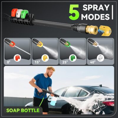 5000 PSI Professional Electric Pressure Washer,4.0 GPM Heavy Duty Power Washer with 4 Nozzles,Foam Cannon,33FT Hose and 500ml Soap Bottle for Home/Cars(Green) - Image 3