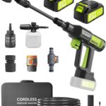Portable Pressure Washer Cordless 2 Batteries - 1200PSI Brushless Battery Powered Power Washer with 6-in-1 Nozzle, Foam Cannon, 3 Power Level, Hand Held Pressure Washer for Cars Patio Driveway