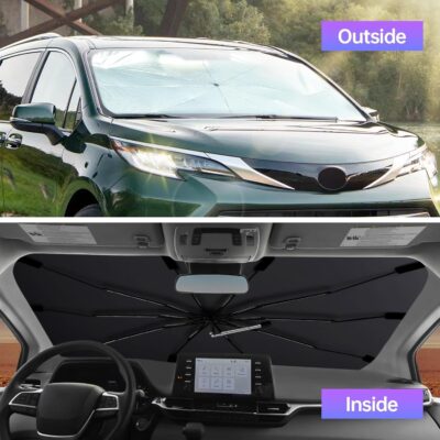 [2026 Upgrade] Windshield Sun Shade Umbrella, Scratch-Free Car Sunshade for SUVs, Foldable Automotive Interior Sun Protection | Highly UV Block Coating Auto Heat Shield Accessories(XX-Large) - Image 4