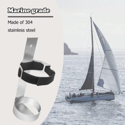 Boat Steel Fire Extinguisher Bracket,304 Stainless Steel Mounting Bracket with Adjustable Straps, Heavy Duty Fire Extinguisher Metal Bracket (Excluding fire extinguishers) (Silver) - Image 2