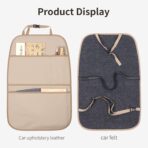 Kick Mat Back Seat Protector Waterproof Leather Car Seat Back Organizers Cover with 3 Storage Pockets for Kids Pets SUV Sedan Minivan Truck Car Travel Accessories (Beige 2-Pack) - Image 6