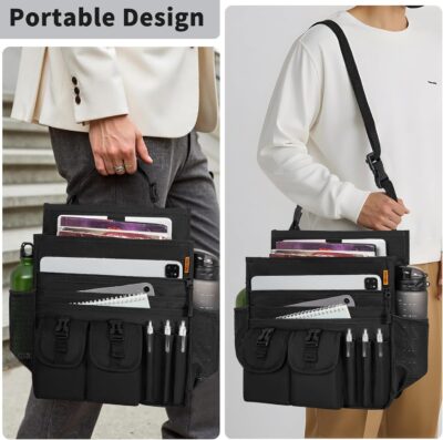 Car Front Seat Organizer Backseat Organizer with Dedicated Tablet Laptop Storage Adjustable Shoulder Strap Cup Holder Truck Seat Storage Universal Fits for Most of Car - Image 8