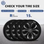 Dual-Tone Black & Gunmetal Gray 15 inch Universal Wheel Covers Hubcaps for Rims - Set of 4 | Snap-on Design Fits Sedans, SUV, Truck, Van 2000-2026 | Steel Wheels Only | No Tools - Image 3