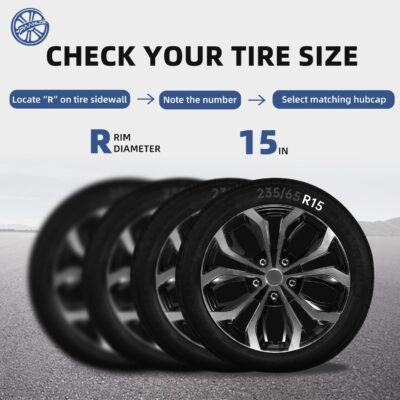 Dual-Tone Black & Gunmetal Gray 15 inch Universal Wheel Covers Hubcaps for Rims - Set of 4 | Snap-on Design Fits Sedans, SUV, Truck, Van 2000-2026 | Steel Wheels Only | No Tools - Image 3