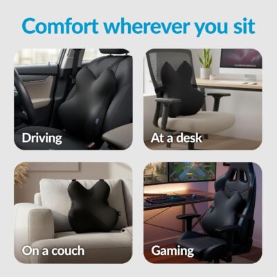 Everlasting Comfort Lumbar Support Pillow for Office Chair - Memory Foam Back Cushion for Car Seat - Promotes Better Posture, Back Pain Relief - Ideal Gaming and Desk Chairs Work and Home Essentials - Image 5