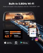 WOLFBOX G840S 12" 4K Mirror Dash Cam Backup Camera, 5.8GHz WiFi Smart Rearview Mirror for Cars & Trucks, Front and Rear View Dual Cameras, Night Vision, Parking Assistance, Included 32GB Card & GPS - Image 4