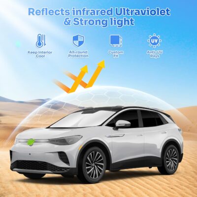 Sunshades for 2021-2025 2026 Volkswagen/VW ID.4 Accessories Windshield Sun Shade Side Rear Window Shade Cover Sun Visor Shield Privacy Protection for Camping Keep Vehicle Cool Black 8PCS - Image 2