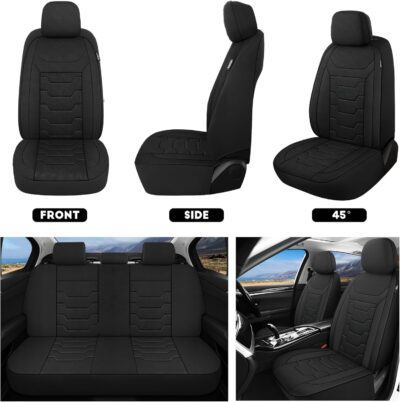 3D Air-Mesh Car Seat Covers Full Set, Breathable and Split Bench Compatible Seat Covers for Cars, Universal Car Interior Covers for Most Cars Sedan Truck SUV(Black) - Image 4
