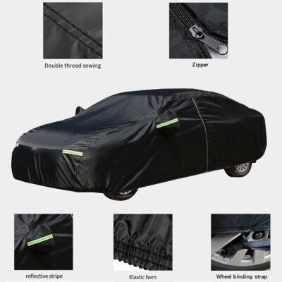 Car Cover for Sedan, Car Cover Waterproof All Weather for Automobiles, Outdoor Heavy Duty Full Car Covers Windproof Universal Fit for Sedan 180-185 inch - Image 2