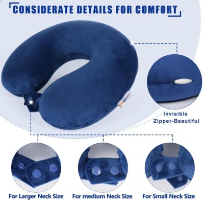 SAIREIDER Neck Pillows for Travel-Head Neck Support Travel Pillow for Traveling, Car, Home, Office Adjustable(Navy Blue) - Image 5