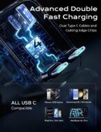 LISEN Retractable Car Charger USB C [Upgraded Dual Type C] 75W Fast 4 in 1 Car Charger for iPhone 17, Road Trip Essentials Gifts for Men Women, Car Accessories for Galaxy S26 Phone 17 Pro Max 16 15 - Image 8