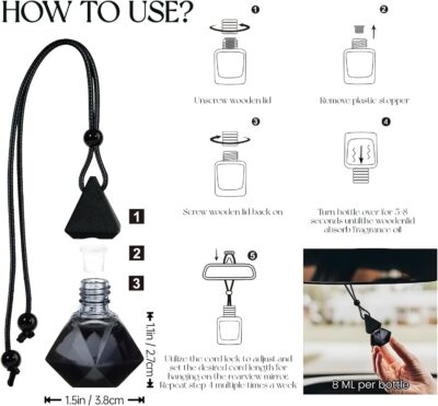 Luxury Perfume Scented Car Air Freshener - Hanging Essential Oil Diffuser with 90-Day Long-Lasting Fragrance, Premium Gift for Women(Pure white linen Scent, 2 x 8ml) - Image 9