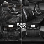 CAR PASS Bling Diamond Leather Car Seat Covers Full Seats Interior Sets, Waterproof Shining Glitter Sparkly Crystal Universal Armrest Fit Automotive Truck SUV Cute Women Girl, Black Silver Rhinestone - Image 7