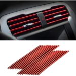 20 Pieces Car Air Conditioner Decoration Strip for Vent Outlet, Universal Waterproof Bendable Air Vent Outlet Trim Decoration, Suitable for Most Air Vent Outlet, Car Interior Accessories (Red)