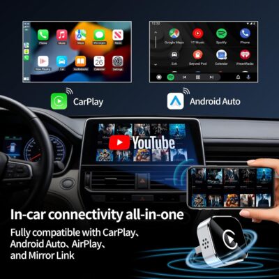HYPAX Wireless CarPlay Adapter-4 in 1 Screen Mirror Link Car Adapter Android Auto Multi-User Seamless Connection Converts Wired to Wireless CarPlay Adapter - No Latency from iOS 10+ to Screen w/USB-C - Image 3