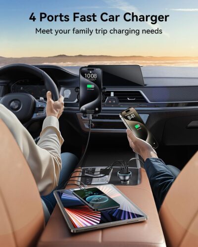 Rocoren 4-Port Car Charger, PD3.0 QC3.0 Super Fast Charging USB C Car Charger for Multiple Devices, Cigarette Lighter Adapter for iPhone 17/16/15/14 Series, iPad Pro, Samsung S25/S24 Ultra, Pixel - Image 3