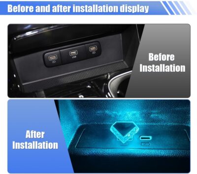 2PCS USB LED Car Interior Atmosphere Lamp, Portable Mini Auto Decoration Night Light, Plug-in Vehicle Ambient Lighting Kit, Universal Car Interior Accessories for Cars SUVs Trucks RVs (Blue) - Image 5