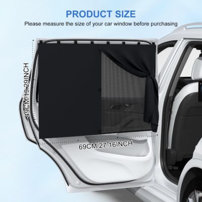Car Window Shades with 8 Strong Magnets-26.8"x19.7" Dual Layer Car Rear/Side Window Sunshade for Baby Semi-Transparent 2-in-1 Universal Auto Sun Shade for Kid & Pet Protection (2 Pack) Black - Image 4