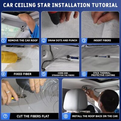 Split 4 Colors 12W Car Starlight Headliner Slim Kit 860pcs*0.02in*9.8ft with APP&RF Remote,RGBW Fiber Optic Starlight Kit,4 Port Engine Sound Activated Star Lights for Ceiling Car Roof/Home Decor - Image 8