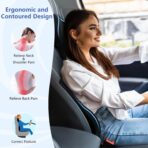 Car Lumbar Support Pillow and Neck Pillow kit for Back & Neck Pain Relief Ergonomic Memory Foam Car Seat Headrest & Lumbar Cushion with Adjustable Strap for Driving Seat/Office Chair Black - Image 2