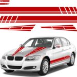 6PCS Car Hood Stripe Sticker, Vinyl Auto Body Side Rearview Mirror Decal, Sports Racing Stripe Graphic Decal Stickers, Universal Vehicle Exterior DIY Decoration Accessories (Red)