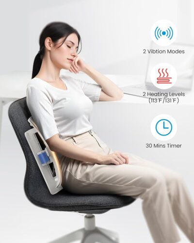 COMFIER Heated Lumbar Support Pillow with Vibration Massage, Back Support Cushion for Office Chair, Adjustable Height up to 18.1 in – Thoughtful Gifts for Mom Dad Women Men - Image 6