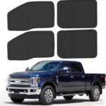 Side Window Sun Shade for 2017-2022 Fo-rd F250 F350 Super Duty, Super Crew Cab 4Door Pickup, Foldable Window Sunshade Sun Visor Protector, Side Window Shades Blocks UV Rays Heat, Pack of 4