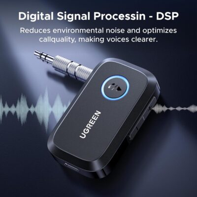UGREEN Bluetooth 5.4 Car Adapter, Hands-Free Call & Noise Cancelling AUX to Bluetooth Adapter for Car, 3.5mm Audio Blue-Tooth Receiver for Cars Stereo Home Speaker - 15H Battery Life - Image 3