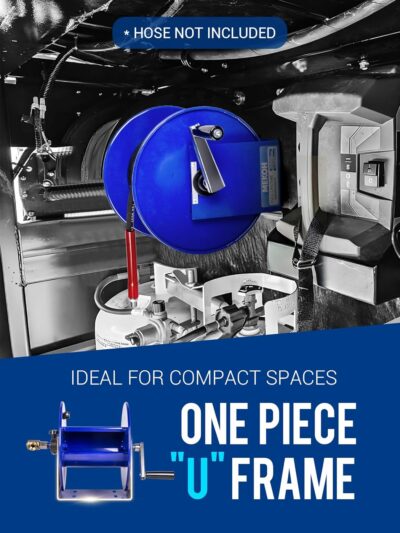 MEKOH Pressure Washer Hose Reel 100FTx3/8”, 200FTx1/4” Manual Power Washer Hose Reel with M22 14mm Fitting,4500PSI Heavy Duty Hose Reel for Water,High Pressure Metal Reel with Wall/Van/Trailer Mount - Image 4