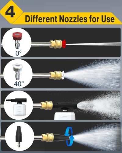 Cordless Pressure Washer - MAX 950 PSI Battery Powered Pressure Washer, 21V Portable Cordless Power Washer with Rechargeable 4.0Ah Battng，Yellow - Image 7