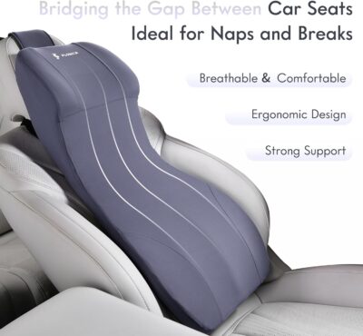 FLORICH Integrated Car Seat Lumbar Support Pillow & Car Neck Pillow Memory Foam Back Cushion for Driving Car Seat Back Support Pillow for Car Seats Driver Back Neck Sciatica Pain Relief Cushion, Blue - Image 4