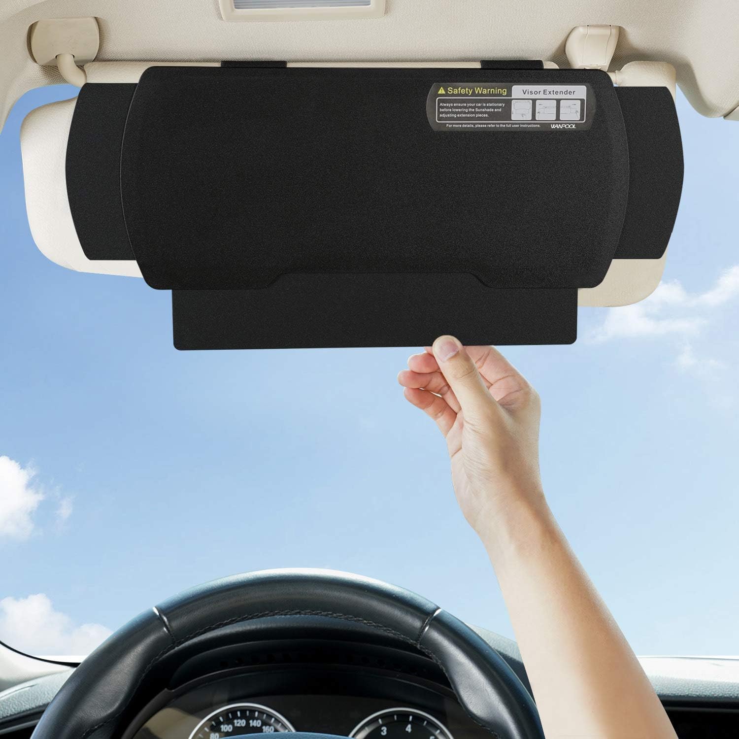 7119YU7qlzL._AC_SL1500_.jpg Car Visor Sunshade Extender, Window Shade, Anti-Glare Sun Blocker for Driver or Front Seat Passenger,1 Piece (Black) - Image 1