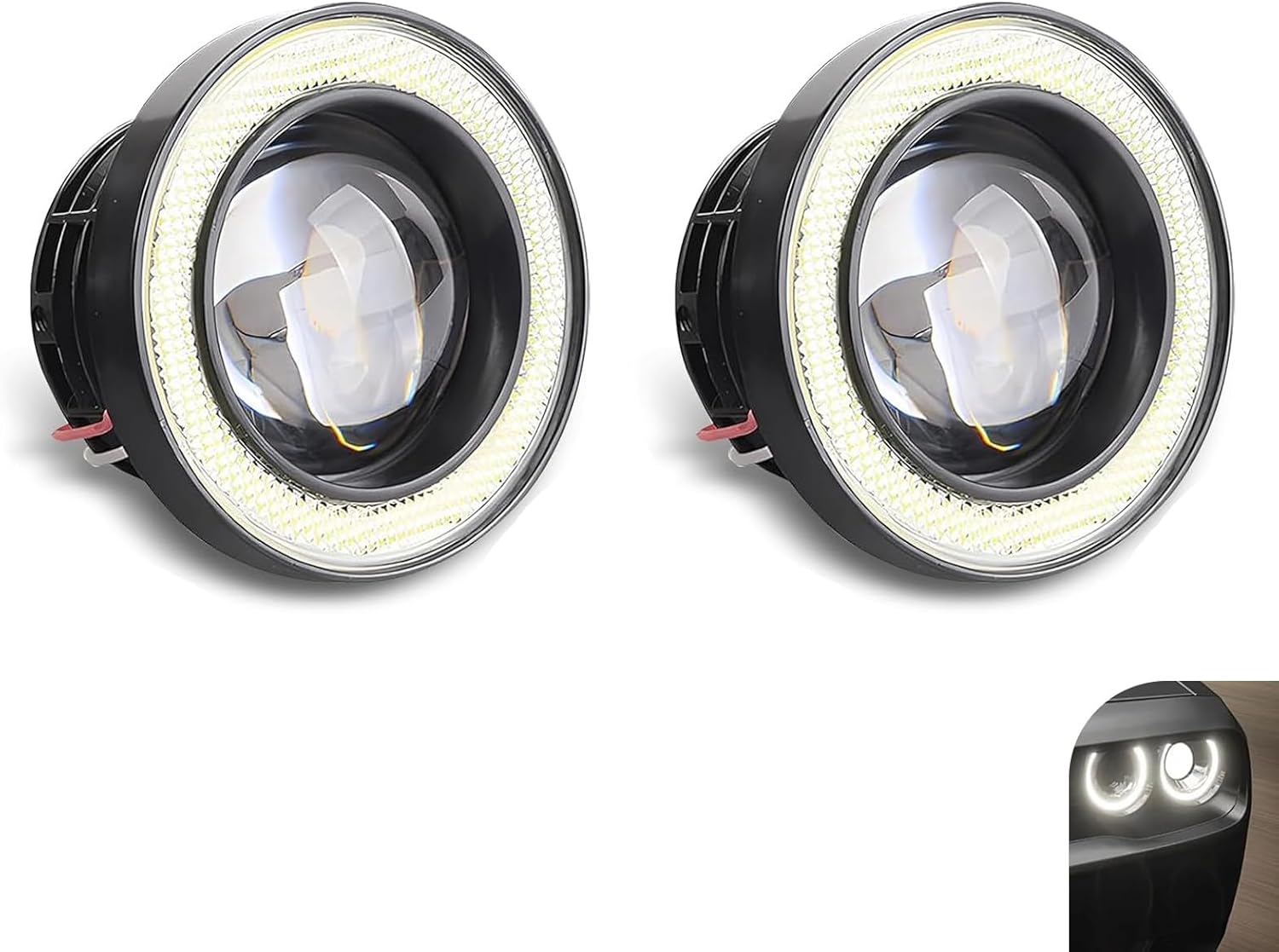 711AAIc1G8L._AC_SL1500_.jpg 2 PCS Car Fog Light, 3" Angel Eye LED Fog Lamp, Super Bright Round Daytime Running Light Bulb, Universal for Most Cars Suvs (White) - Image 1