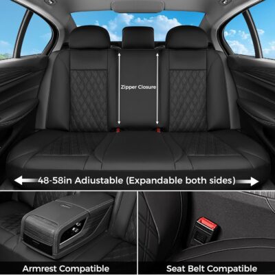 FLORICH Car Seat Covers Full Set, Leather Seat Covers for Cars, Car Seat Protector Waterproof Breathable, Universal Automotive Seat Covers, Front and Rear Car Seat Cover Fit for Most Sedans SUV Truck - Image 4