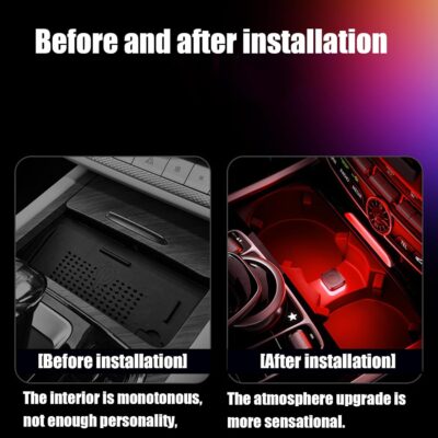 4PCS LED USB Car Ambient Light, Portable Mini Atmosphere Lamp, Universal Car Interior Accessory, Plug-in Interface Trunk Kit, with Multicolor Glow Effect, for All Auto Cabin Bedroom Night Use - Image 2