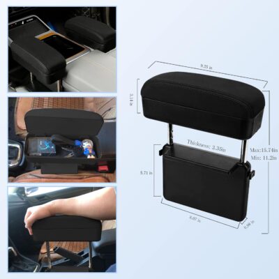 CDEFG Car Armrest Support Elbow Rest Pad Armrest Extender Console Storage Organizer Universal Fit for Most Cars - Image 2