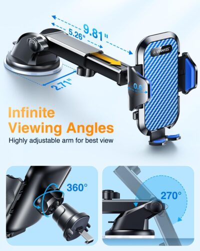 VANMASS Phone Holders for Your Car 2026 Ultimate Phone Mount Military-Grade Windshield Dashboard Vent【Newest Best Strongest】 Cell Phone Car Mount for iPhone 16 Pro Max 15 Samsung Android,Blue - Image 8