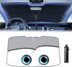 Windshield Sun Shade 2025 Car Accessories 100% Blackout Car Front Windsow Shades Umbrella Automotive Sun Visor Block Heat Insulation Protection (Gry Eyes) - Image 2