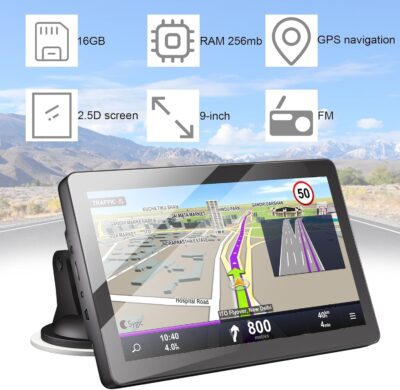 GPS Navigator for Car Truck RV, Latest 2026 Map, 9 inch Touch Screen Real Voice Spoken Turn-by-Turn Direction Reminding Navigation System for Cars, Vehicle GPS with Speed and Red Light Warning - Image 2