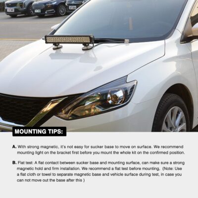 Nilight 2PCS Magnetic Base LED Light Bar Mounting Brackets, Powerful Sucker Holder for Bottom-Mounted Offroad Work Auxiliary Lamps Mounts on Hood A-Pillar - Image 6