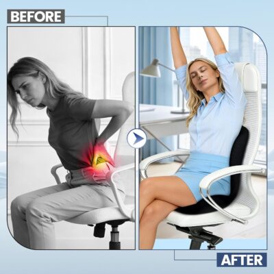 Lumbar Support Seat Cushion - Memory Foam Cushion for Office Chair, Car Seat, Airplane - Sciatica & Hip & Coccyx Pain Relief Desk Chair Cushion for Long Sitting Office Workers, Car Drivers - Image 5