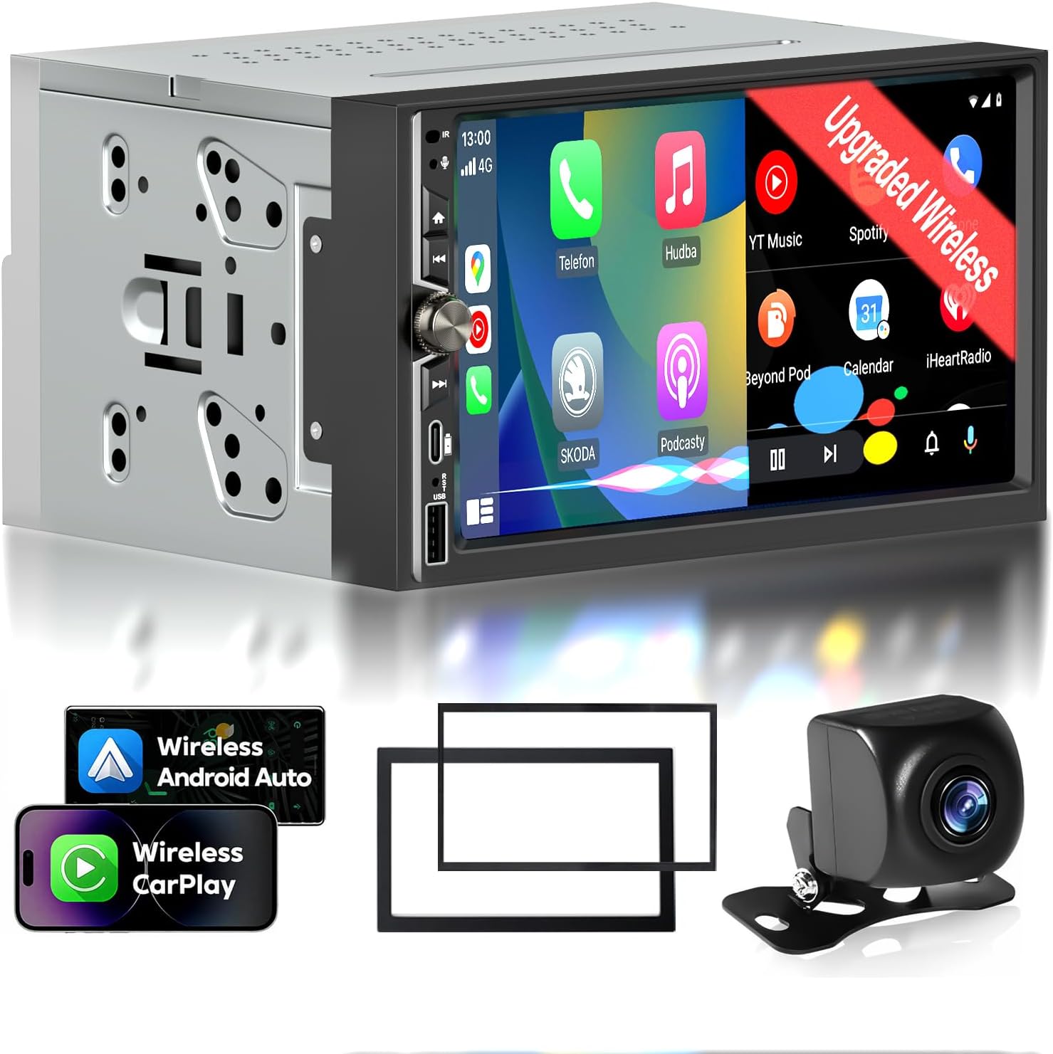 711QDfl97VL._AC_SL1500_.jpg Double Din 7" IPS Car Stereo with Wireless Apple CarPlay & Android Auto Screen, Car Play Radio Audio, 240W, Bluetooth, AHD Backup Camera, USB-C Fast Charging, 16-Band EQ, SWC, MirrorLink Touchscreen - Image 1