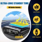 Wireless Heads Up Display for Cars Solar GPS Digital Speedometer with LCD Screen Overspeed Alarm KMH/MPH Time/Altitude/Temperature/Speed Display, Vibration Wake-Up, Auto-Brightness Adjustment - Image 3