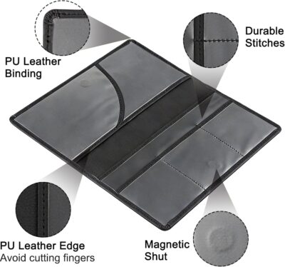 Premium Car Registration & Insurance Card Holder with Magnetic Shut, Vehicle Glove Box Car Organizer - For Documents, Cards, License (Black) - Image 3