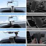 Multifunctional Car Dashboard Mobile Phone Holder, 360 Degree Rotation Universal Dash Clip Cellphone Mount for 4-7 inch Smartphones (Black) - Image 4