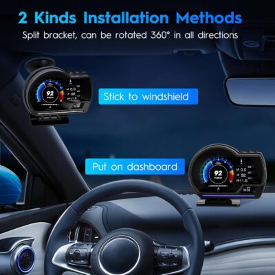 OBD2 Gauge Display, Heads Up Display for Cars, Gauge with OBD GPS Dual System, OBD2 Speedometer for Car with Water TEM, Volt, Mileage, Overspeed & Fatigue Driving Alarm, RPM, Works Great for Most Cars - Image 5